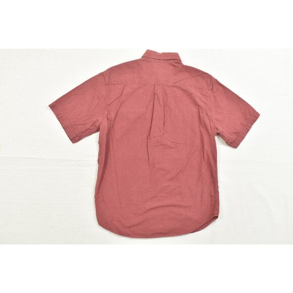 Carhartt Men's Button Down Size L Work Pockets 100% Cotton Red Short Sleeve - Picture 8 of 8